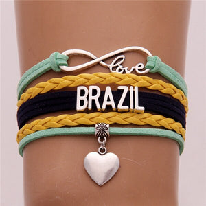 Infinity love National Flag Brazil Charm bracelets - KASORP SHOP