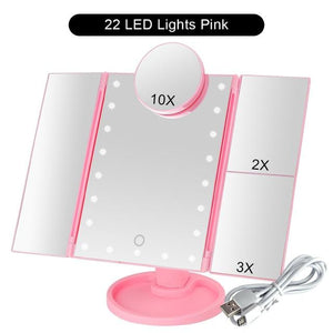 Makeup Mirror With 22 LED Light Flexible Touch Screen - KASORP SHOP
