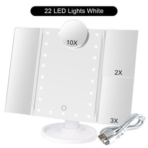 Makeup Mirror With 22 LED Light Flexible Touch Screen - KASORP SHOP