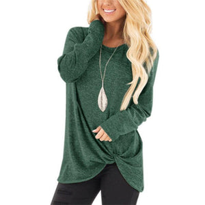 New Fashion Knitted Blouse Autumn Women Solid Color O-Neck Tops Ladies - KASORP SHOP