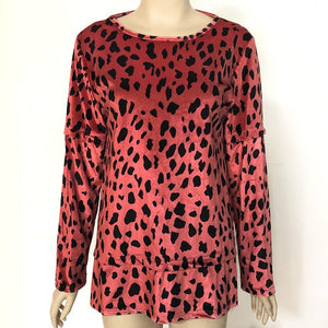Womens Fashion Leopard Printed Office Tops Loose Long Sleeves - KASORP SHOP