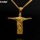 Gold Christ The Redeemer Cross Pendant Brazil Rio De Janeiro Statue - KASORP SHOP