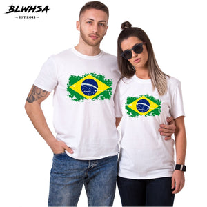 BLWHSA Brazil Flag Valentine's Day Gift Couple T Shirt - KASORP SHOP