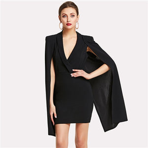 Sheinside Cloak Sleeve Dress Women Elegant - KASORP SHOP