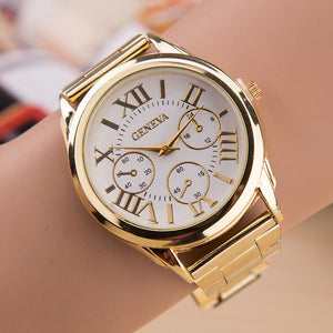 New Brand 3 Eyes Gold Geneva Casual Quartz Watch Women - KASORP SHOP