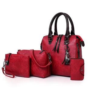 Women 4 piece Luxury Leather Purse and Handbags - KASORP SHOP