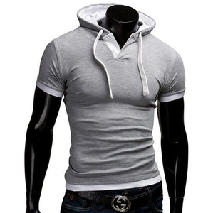 Men's Slim Fitness Hooded Short-Sleeved T-Shirt - KASORP SHOP
