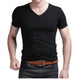 Fashion Summer Men Cotton T shirt casual short sleeve V-neck T-shirts Black White Plus Size M-XL - KASORP SHOP