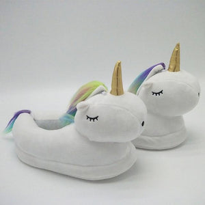 Unicorn Slippers Licorne Led Bed White Flats Winter Warm - KASORP SHOP