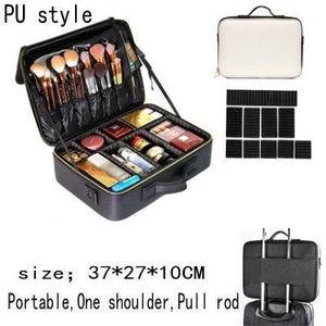 PU Leather Professional Empty Makeup Organizer  Cosmetic Case Travel  Storage Bag - KASORP SHOP