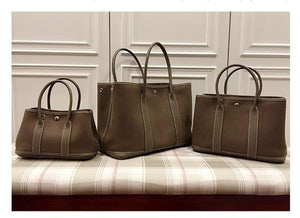 Top quality bag canvas and leather tote large capacity wide strap silver buckle women handbags - KASORP SHOP