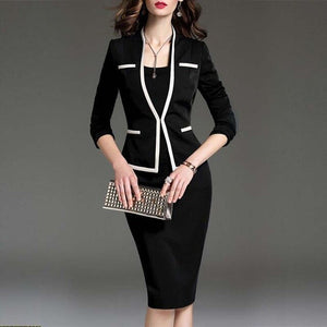 Women Suits Bodycon Dress Jacket 2 Pieces Set Office Wear - KASORP SHOP